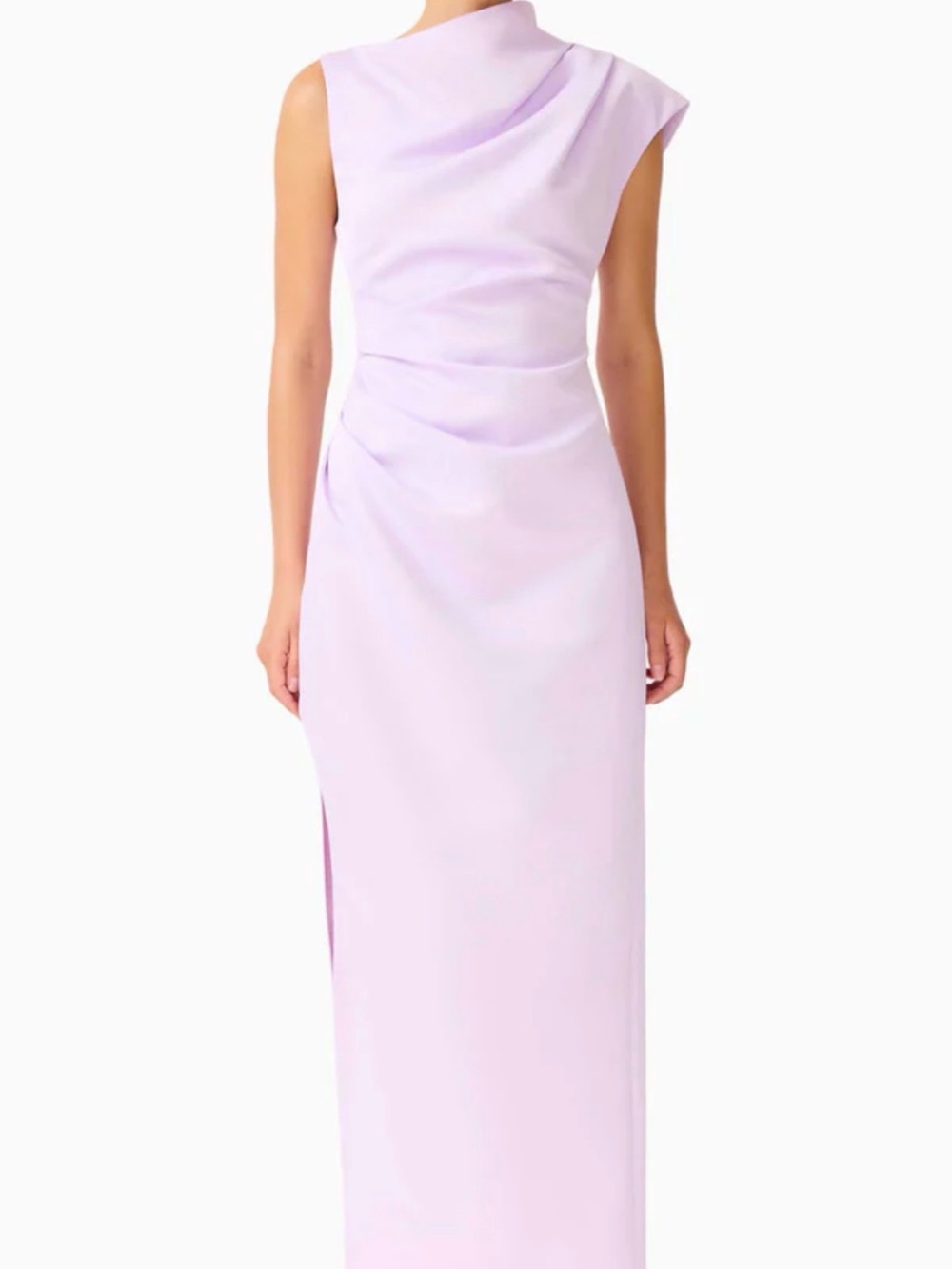 Elliatt Pale Lilac One-Shoulder Draped Maxi Dress